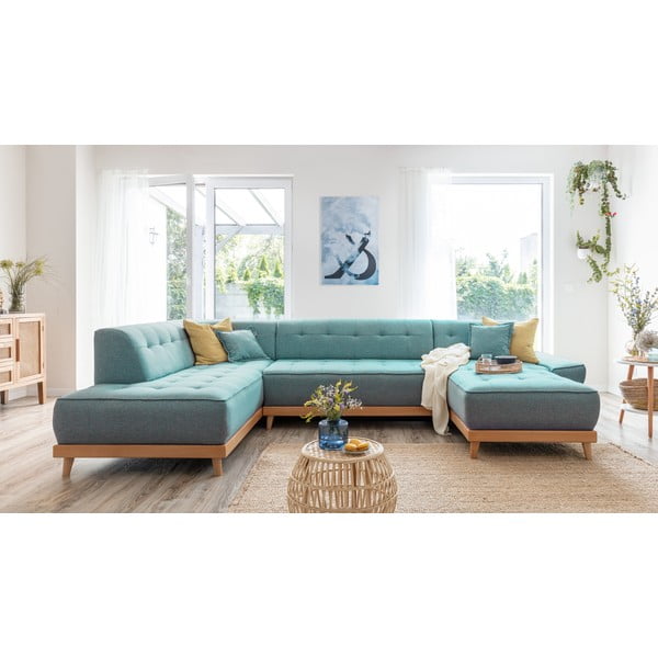 Turkusowy rozkładany narożnik (lewostronny/w kształcie litery U) Dazzling Daisy – Miuform-image-3