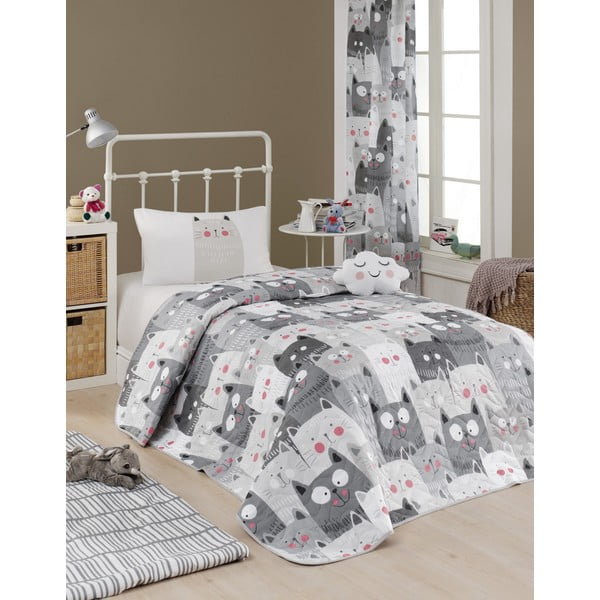 Zestaw narzuty na łóżko i poszewki na poduszkę z domieszką bawełny Eponj Home Duvarda Kediler Grey, 160x220 cm