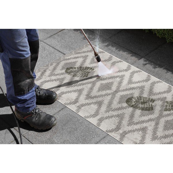 Szaro-kremowy dywan odpowiedni na zewnątrz NORTHRUGS Isle, 70x200 cm-image-1