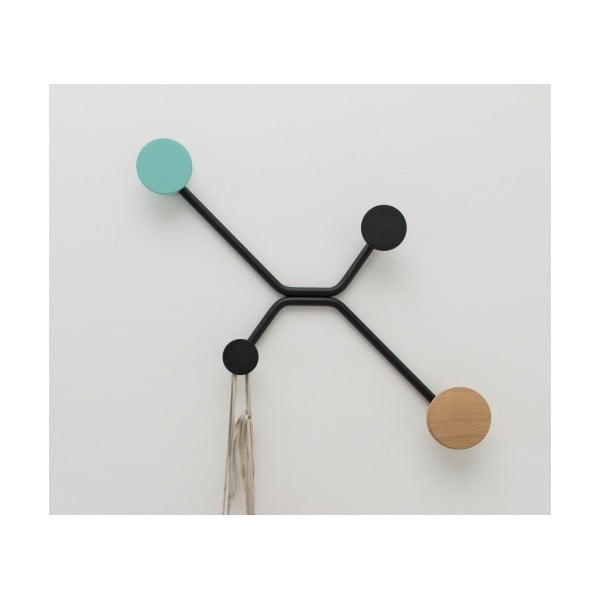 Czarny wieszak ścienny z miętowym elementem Gazzda Hook-image-3