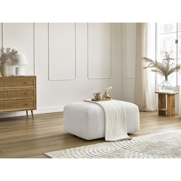 Biały podnóżek z materiału bouclé Tina – Bobochic Paris-image-1