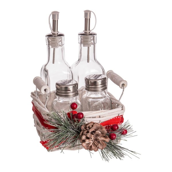 Zestaw butelek na olej i ocet w koszyku Unimasa Christmas
