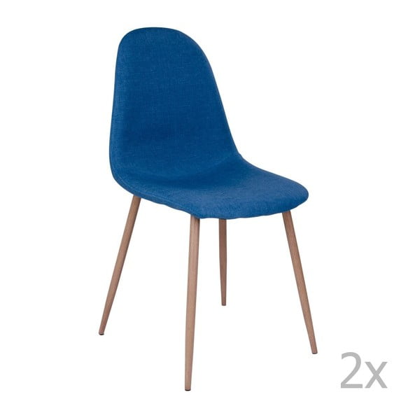 Zestaw 2 niebieskich krzeseł z brązowymi nogami House Nordic Stockholm