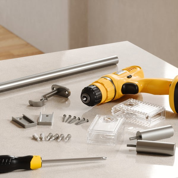 Stalowy regulowany karnisz w kolorze matowego srebra 107 - 305 cm Flute – Umbra-image-1