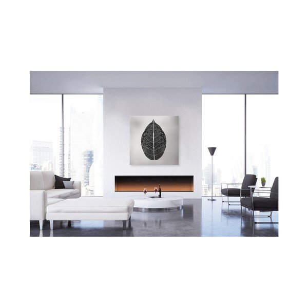 Obraz Styler Canvas Silver Uno Black Leaf, 65x65 cm-image-1