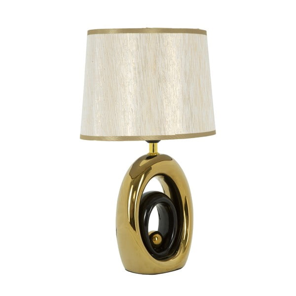 Biała lampa stołowa z konstrukcją w złotym kolorze Mauro Ferretti Glam Oval