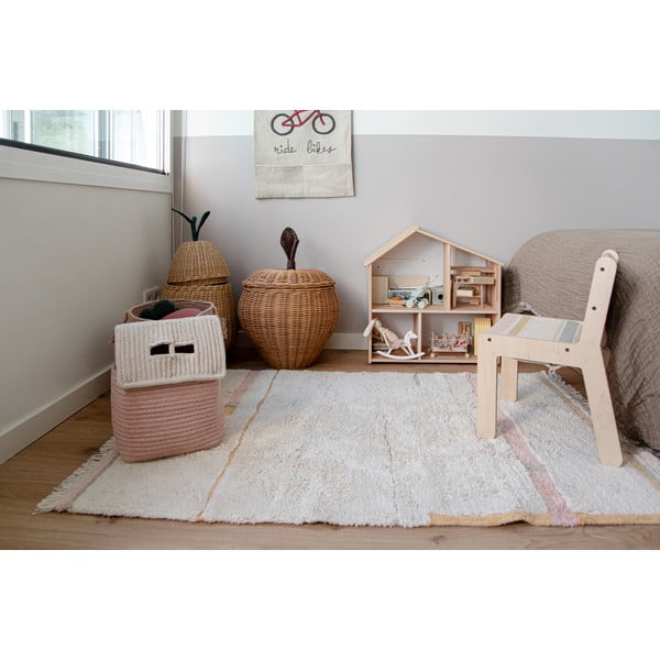 Różowo-kremowy bawełniany dywan tkany ręcznie odpowiedni do prania 90x130 cm Lanes Vintage Nude – Lorena Canals-image-1
