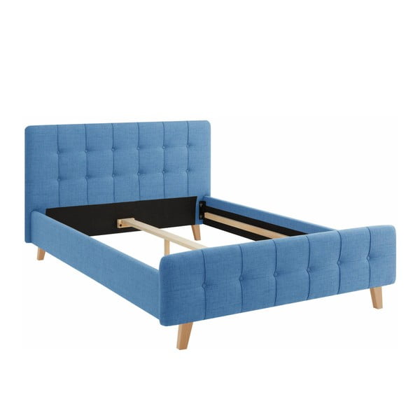 Niebieskie łóżko 2-osobowe Støraa Limbo, 140x200 cm