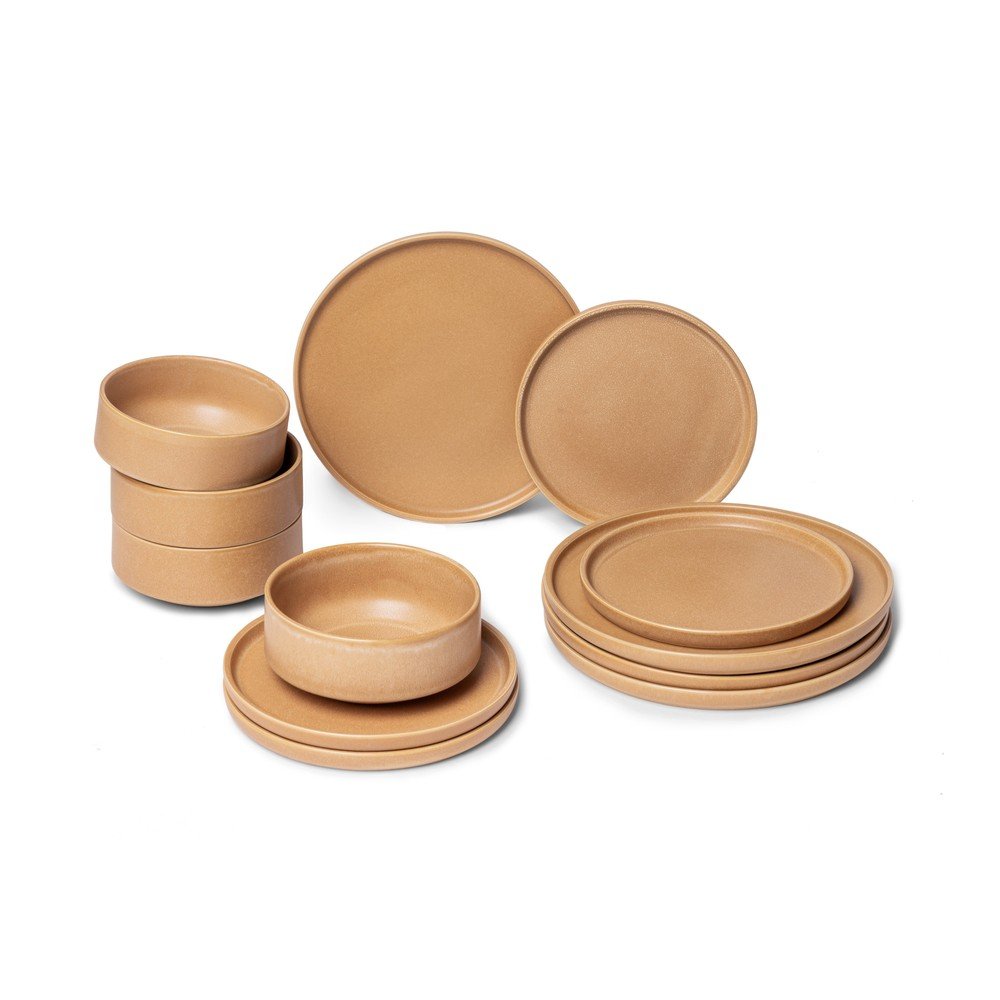 12-częściowy zestaw ceglastych naczyń z kamionki Bonami Selection Malia