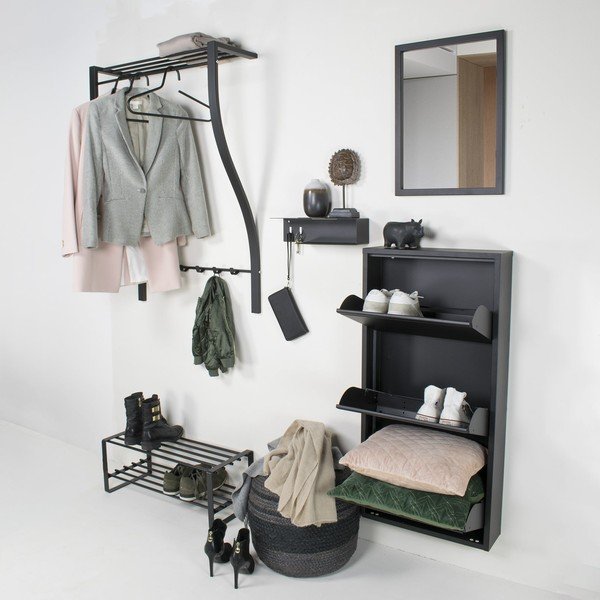 Metalowy wieszak ścienny w kolorze srebra z półką 75 cm Carve – Spinder Design-image-1