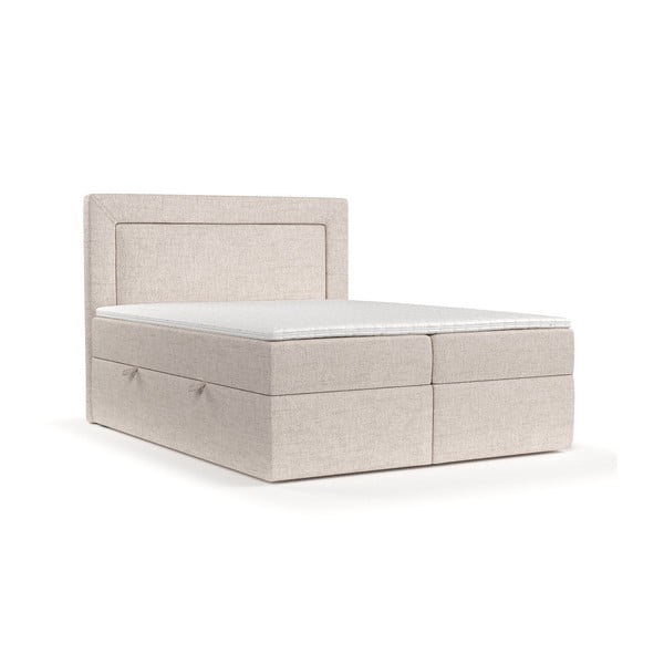 Beżowe łóżko boxspring ze schowkiem 140x200 cm Imagine – Maison de Rêve