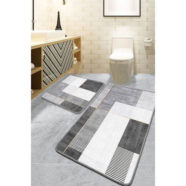 Szare dywaniki łazienkowe zestaw 2 szt. 60x100 cm Pendor – Foutastic-image-1