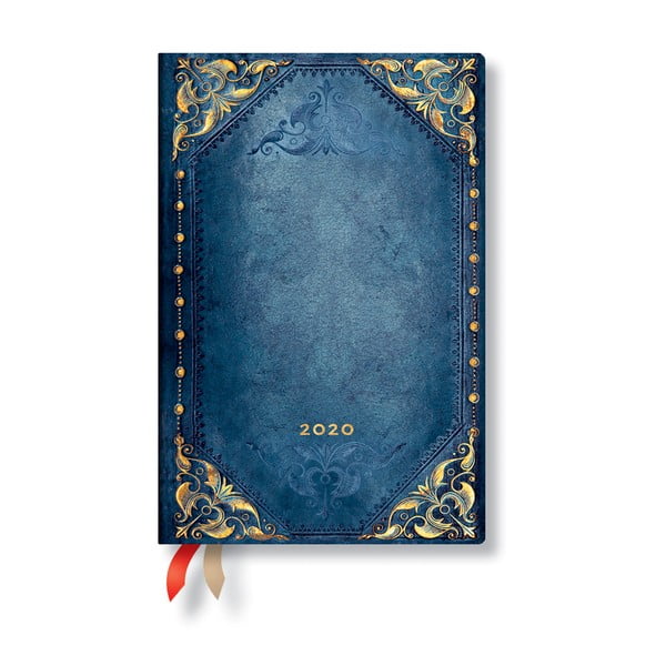 Niebieski kalendarz na rok 2020 w miękkiej oprawie Paperblanks Peacock Punk, 160 str.