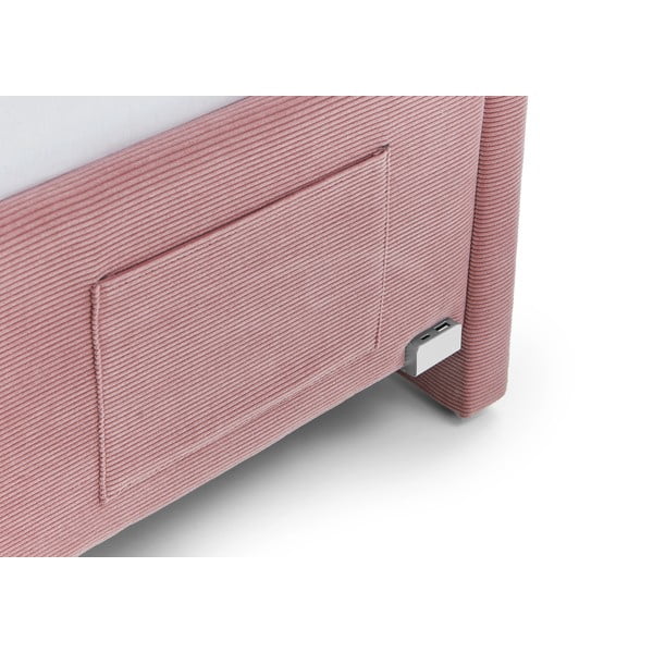 Różowe tapicerowane narożne łóżko dziecięce bez stelaża 140x200 cm Cool – Meise Möbel-image-4