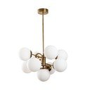Biała/w kolorze mosiądzu lampa wisząca ze szklanym kloszem ø 70 cm Mudoni – Opviq lights