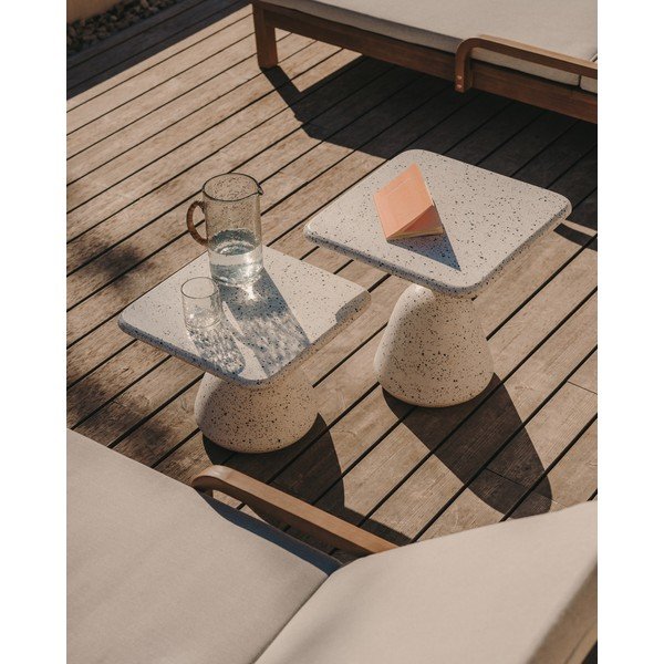 Biały stolik z lastryko 48x48 cm Saura – Kave Home-image-1