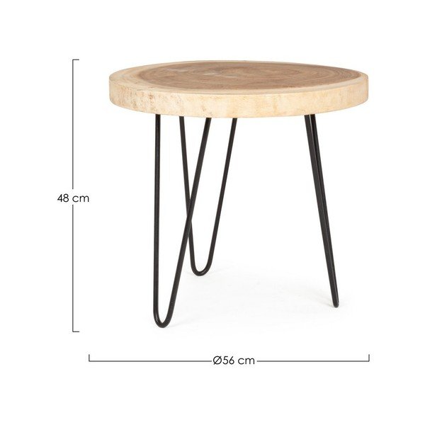 Okrągły stolik z litego drewna munggur ø 56 cm Tuala – Bizzotto-image-3