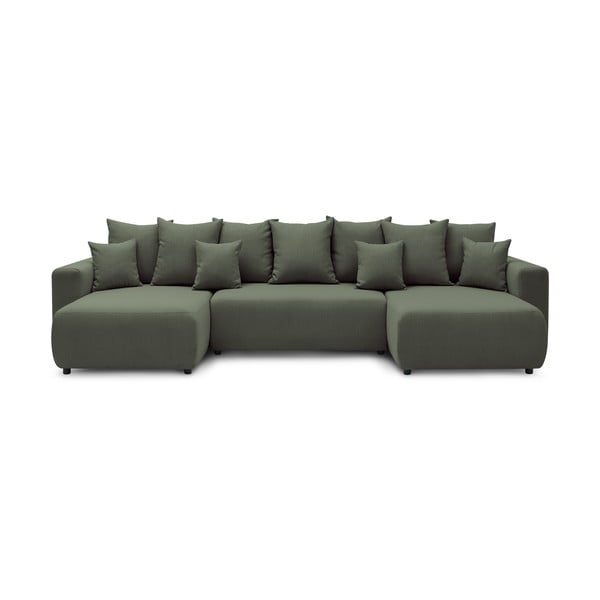 Zielona sofa rozkładana w kształcie litery U Envy – Bobochic Paris
