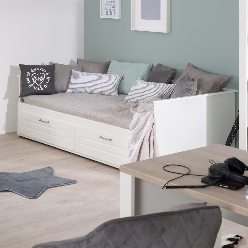 Białe łóżko ze schowkiem ze stelażem 90x200 cm Felicia – Roba (zdjęcie 5)