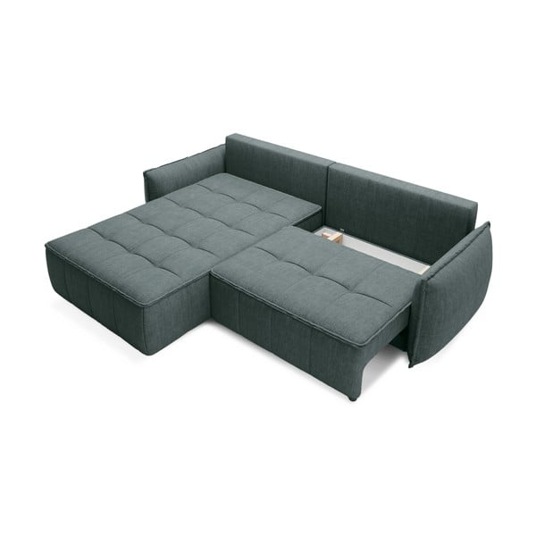 Zielony aksamitny rozkładany/ze schowkiem narożnik (lewostronny/z szezlongiem) Campo – ELTAP-image-2