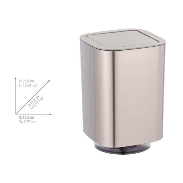 Plastikowy kosz na śmieci w kolorze srebra z połyskiem 5,5 l Auron – Wenko-image-2