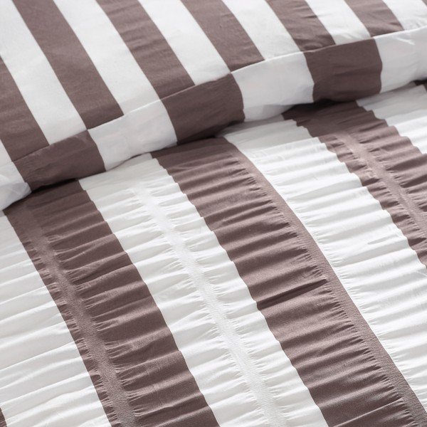Ciemnobrązowa pościel dwuosobowa 200x200 cm Seersucker Frill Stripe – Catherine Lansfield-image-3