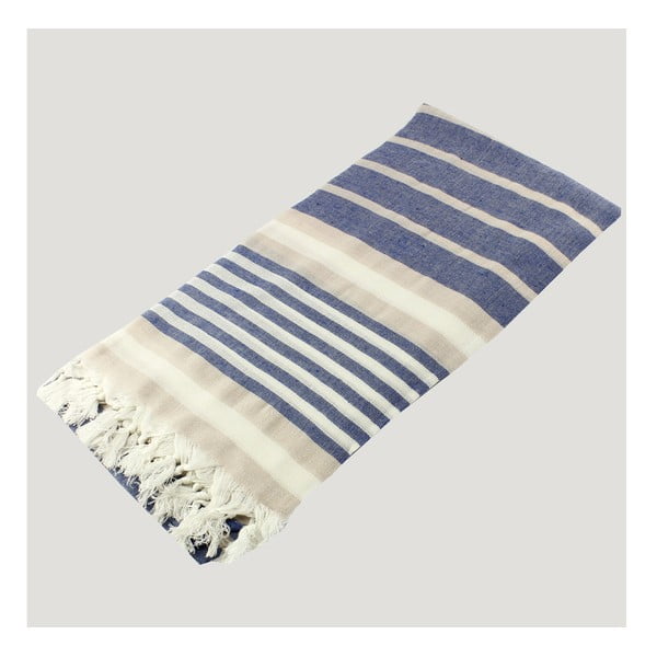 Ręcznik hammam Bath Style Blue & Beige, 90x180 cm