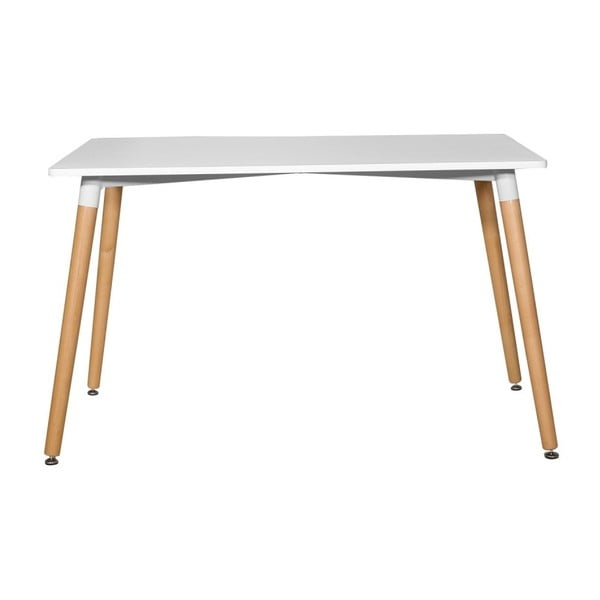 Biały stół z nogami z drewna bukowego Diamond, 120x80 cm