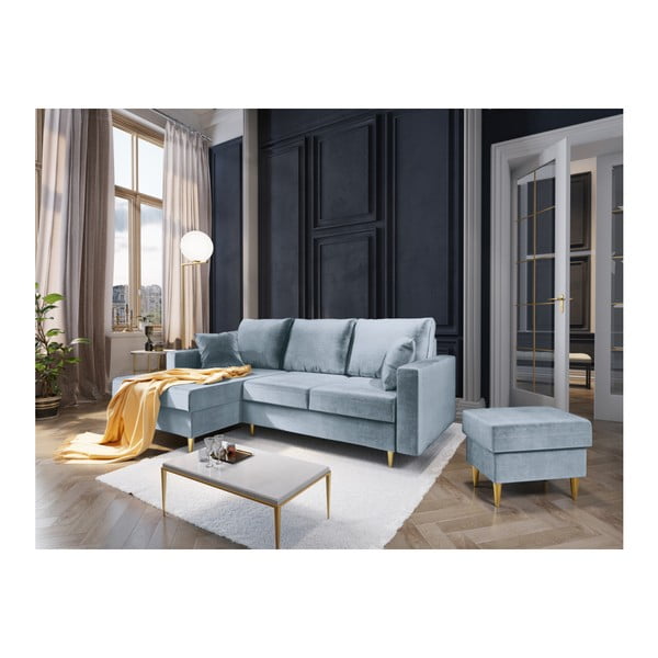 Jasnoniebieski puf Mazzini Sofas Muguet, 60x45 cm-image-3