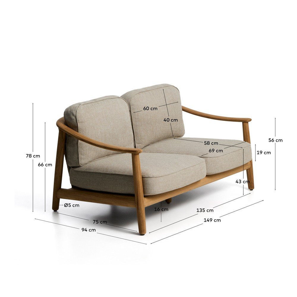 Beżowa/w naturalnym kolorze tapicerowana sofa ogrodowa Elunda – Kave Home (zdjęcie 4)