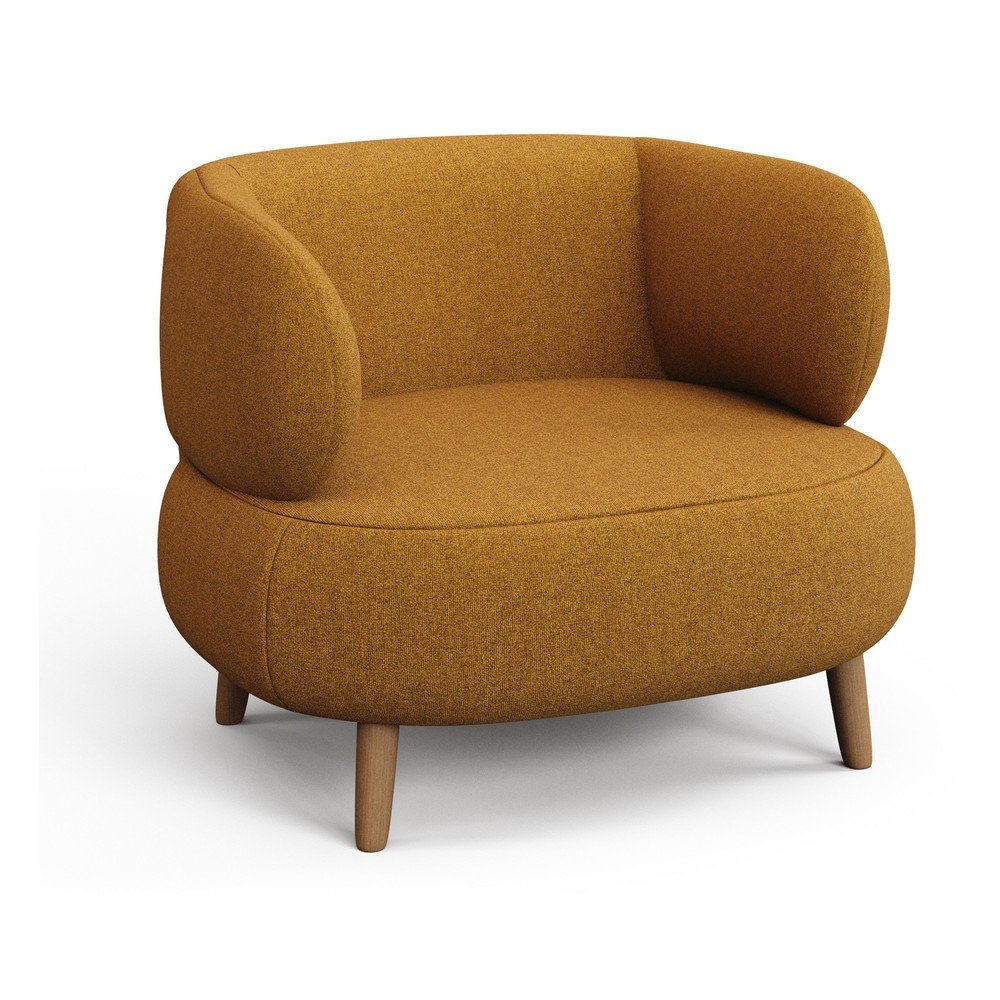 Musztardowy fotel z materiału bouclé Luisa – Kave Home