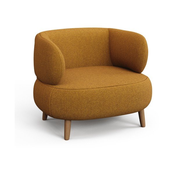 Musztardowy fotel z materiału bouclé Luisa – Kave Home