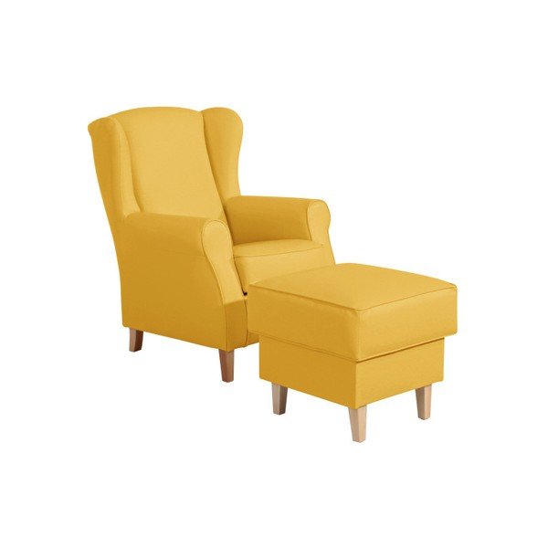 Żółty podnóżek Max Winzer Lorris Leather Corn-image-1