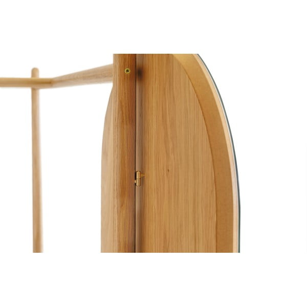 Wieszak do przedpokoju z drewna dębowego z lustrem Woodman Tripod-image-4