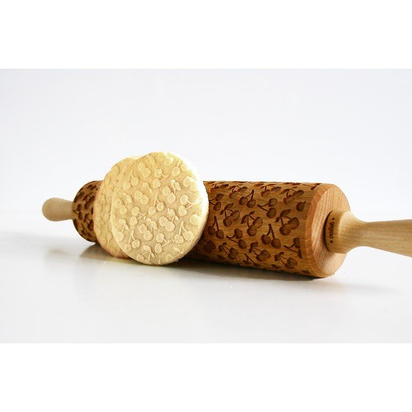 Drewniany grawerowany wałek do ciasta Valek Cherries-image-3