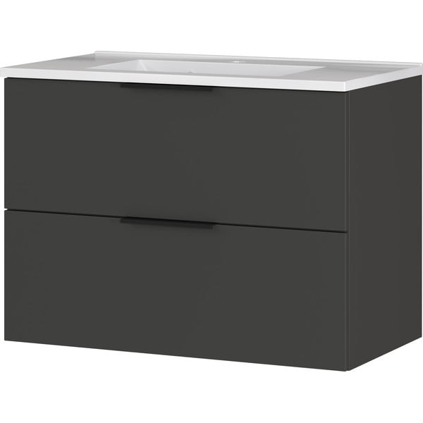 Antracytowa niska szafka wisząca z umywalką 81x61 cm Crandon – Germania-image-2