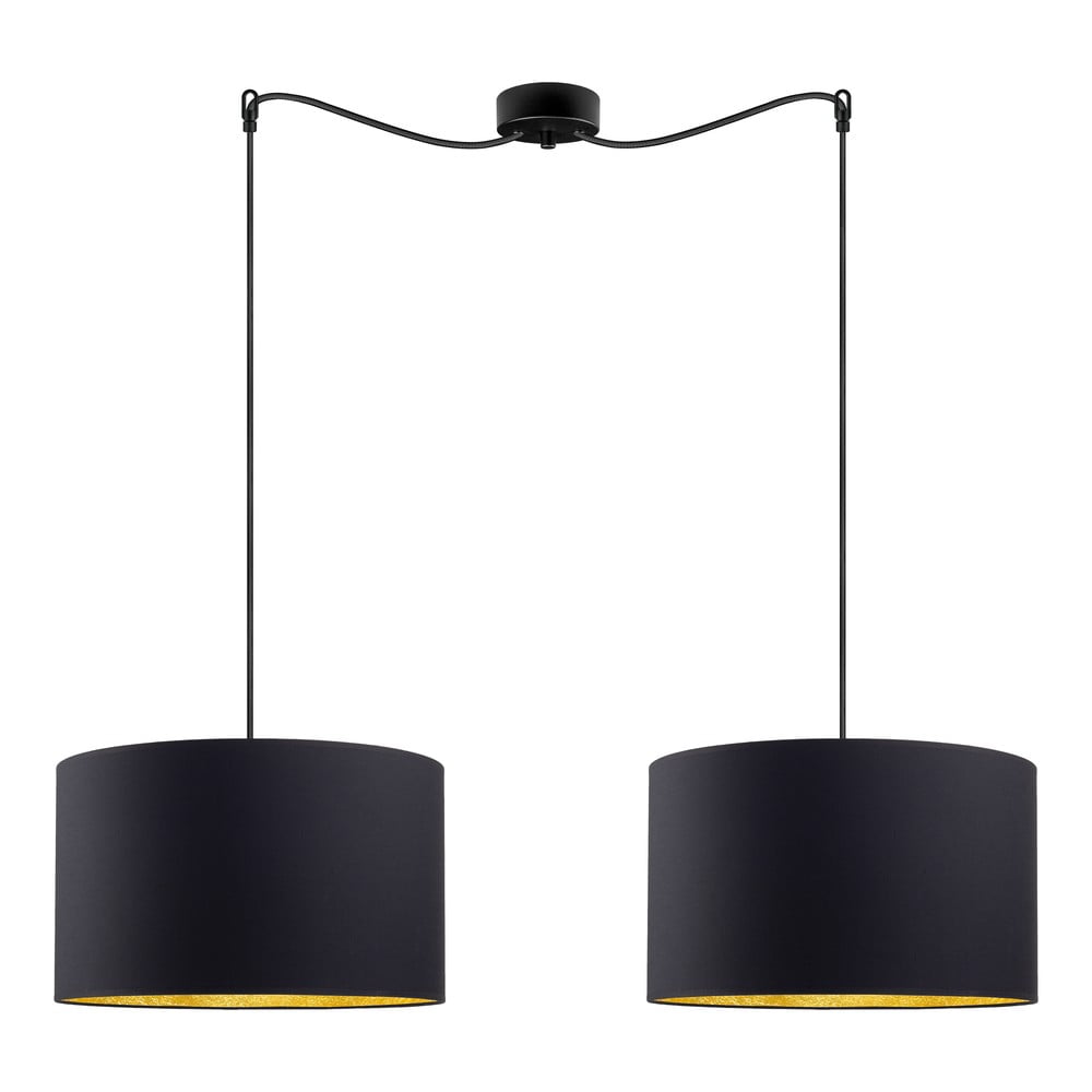 Czarna podwójna lampa wisząca z wnętrznem w kolorze złota Sotto Luce MIKA