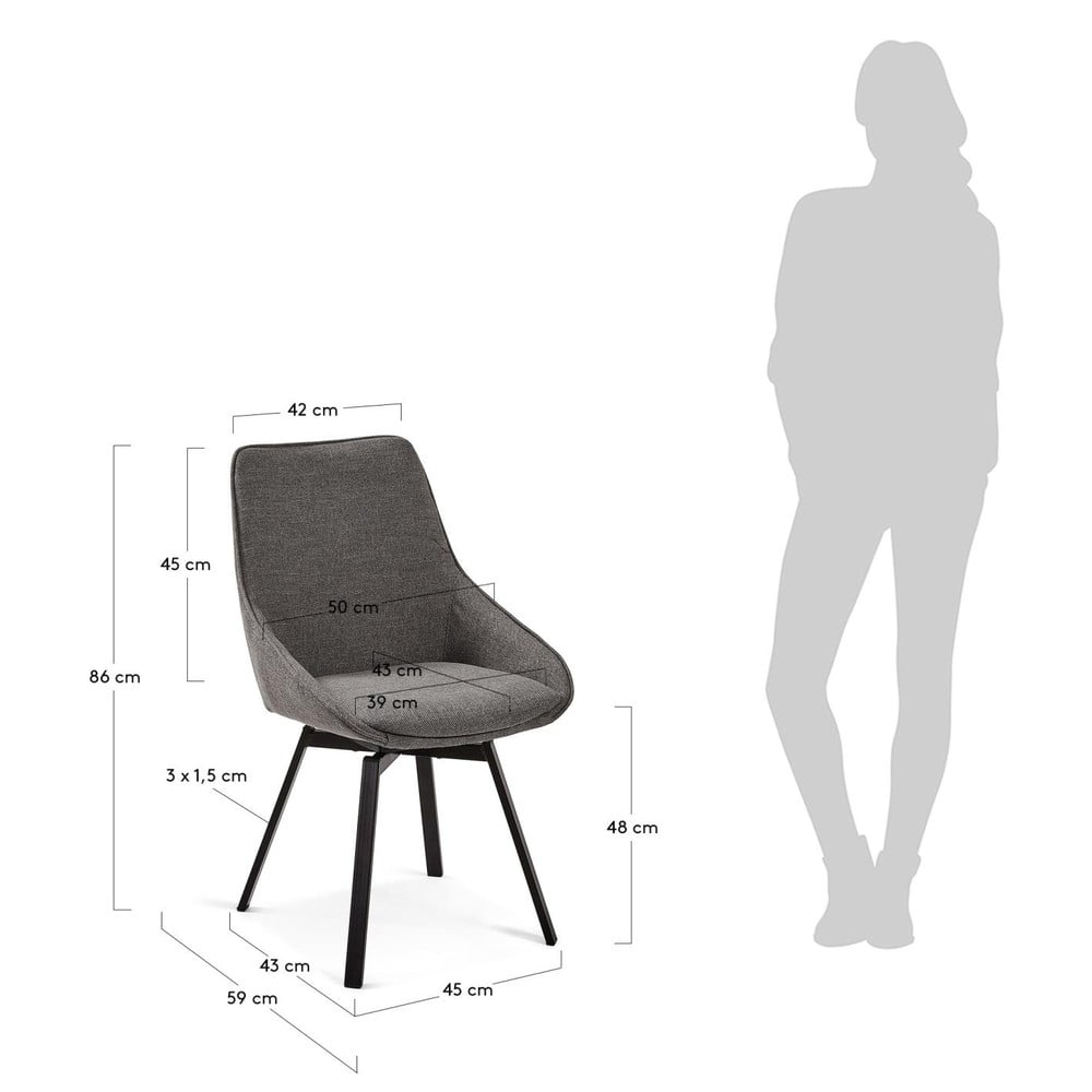Ciemnoszare krzesło Jenna – Kave Home (zdjęcie 8)
