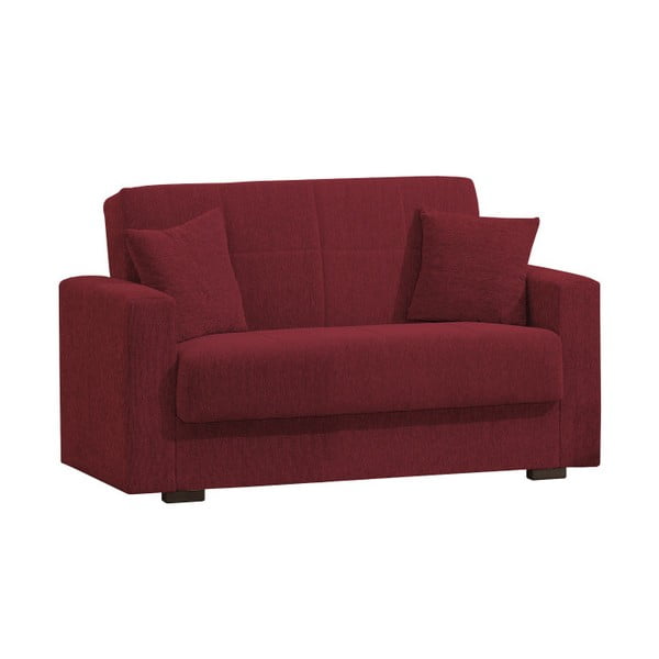 Czerwona dwuosobowa sofa rozkładana ze schowkiem Esidra Relax