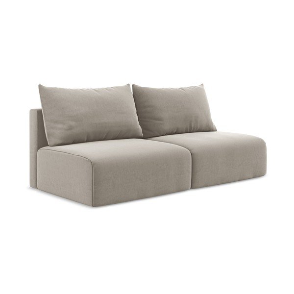 Szarobrązowa aksamitna rozkładana/ze schowkiem sofa 216 cm Kalena – Makamii-image-2