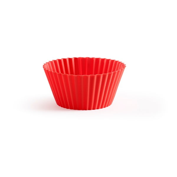 Zestaw 6 czerwonych silikonowych foremek do muffinów Lékué Single, ⌀ 7 cm
