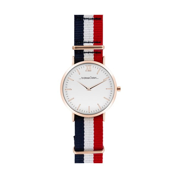 Zegarek męski z niebiesko-czerwono-białym paskiem Andreas Östen Trico Lungo