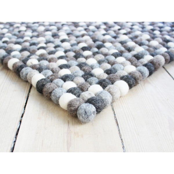Szaro-biały wełniany dywan kulkowy Wooldot Ball Rugs, 120x180 cm