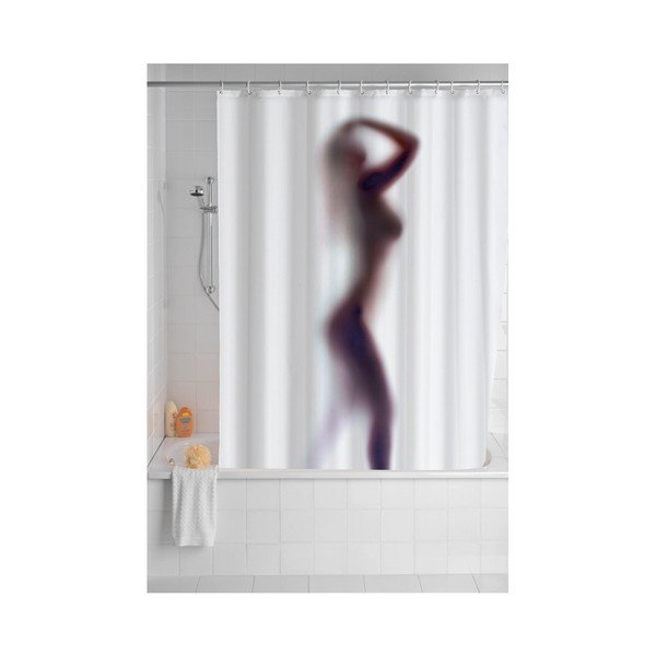 Biała zasłona prysznicowa z powierzchnią antypleśniową Wenko Silouette, 180x200 cm-image-2