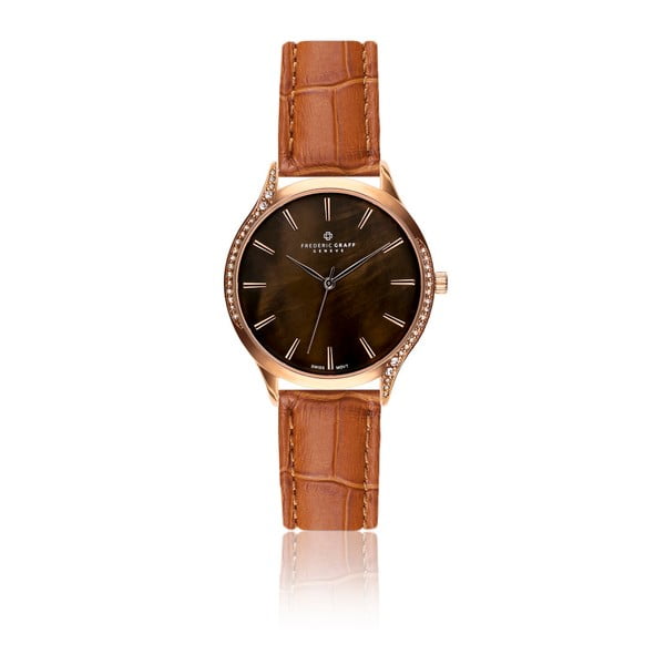 Damski zegarek z brązowym paskiem ze skóry naturalnej Frederic Graff Mullio