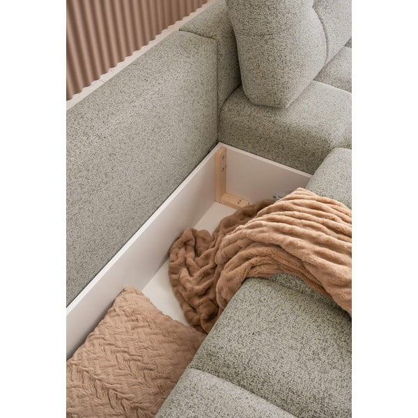 Jasnobrązowy rozkładany narożnik modułowy ze schowkiem (prawostronny) Lulu – Miuform-image-2