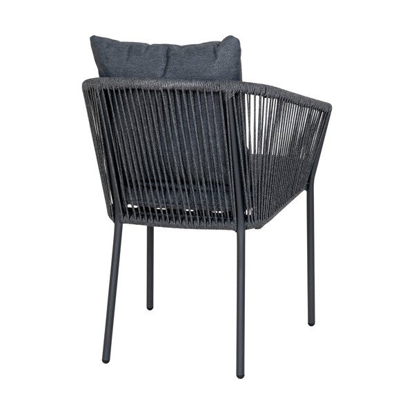 Ciemnoszare metalowe tapicerowane krzesło ogrodowe Salerno – House Nordic-image-4