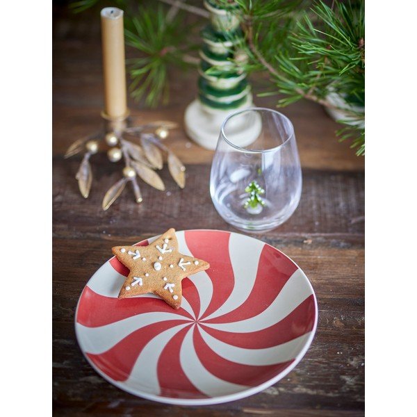 Czerwony kamionkowy talerz ze świątecznym motywem ø 23 cm Yule – Bloomingville-image-1