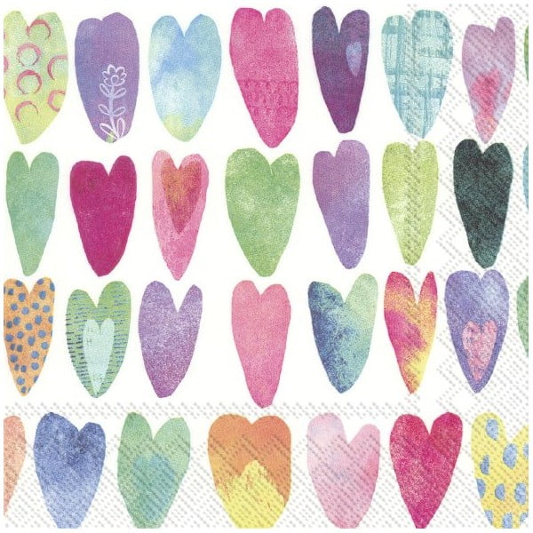 Papierowe serwetki zestaw 20 szt. Rainbow Hearts – IHR