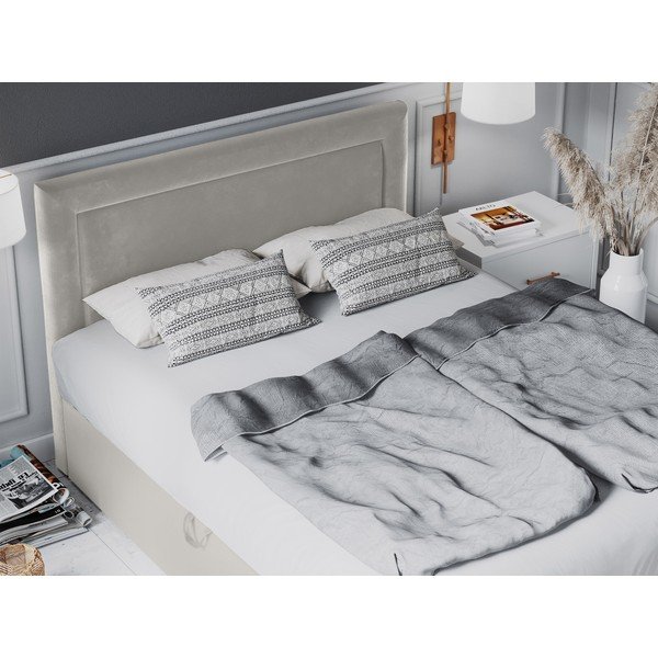 Beżowe łóżko boxspring ze schowkiem 200x200 cm Yucca – Mazzini Beds-image-4